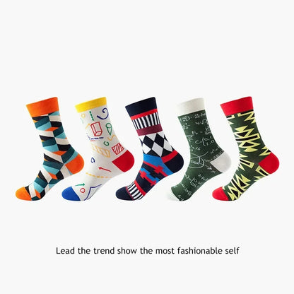 Men's Cotton Dress Socks 5-Pair Pack - Funny Casual Novelty Crew Socks Gift Set