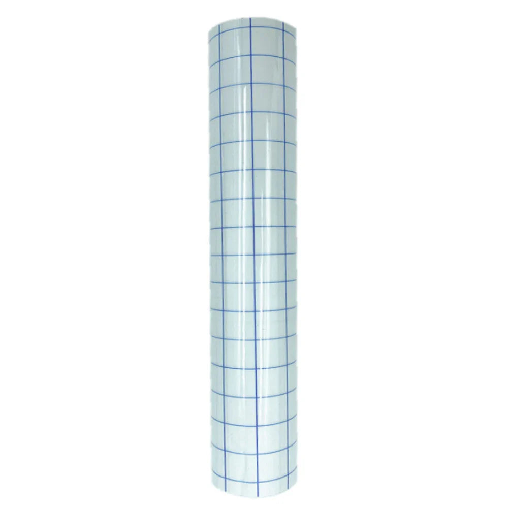 12 x 196 Inch Clear Vinyl Application Tape – Blue/Red Grid Transfer Paper for Car, Wall, and Craft Decals