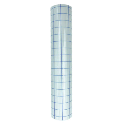 12 x 196 Inch Clear Vinyl Application Tape – Blue/Red Grid Transfer Paper for Car, Wall, and Craft Decals