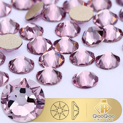 QIAO 2088 Crystal Nail Art Rhinestones — Flat Back Non-Hotfix Strass for DIY Nail Decorations (8 Big + 8 Small)