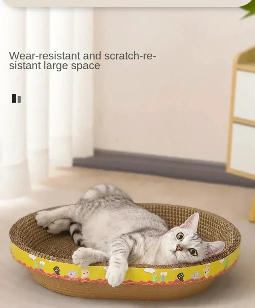 Cat Scratching Board – Oval Corrugated Paper Claw Grinding Toy, Wear-Resistant Furniture Protector & Cat Nest Accessory