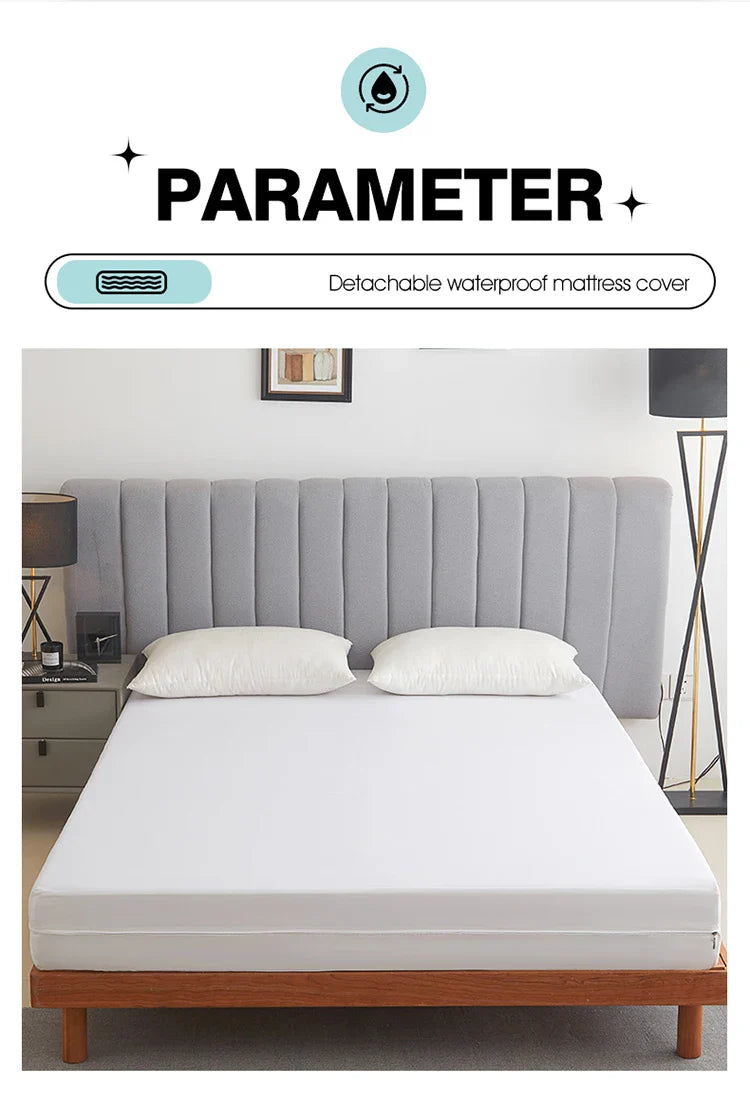 Waterproof Mattress Protector with Zipper - Soft, Breathable & Noiseless Cover for Single, Double, Queen, or King Size Bed