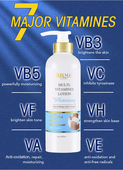 AILKE Multi-Vitamin Moisturizer – Body Lotion for Radiance, Whitening & Hydration