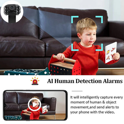 Mini WiFi Security Camera — 4K/1080P HD Wireless Night Vision Camcorder with Voice and Video Surveillance