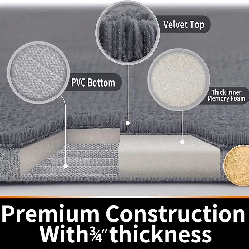Coral Velvet Bathroom Mat - Anti-Skid Absorbent Toilet & Bathtub Floor Mat, Entrance Rug
