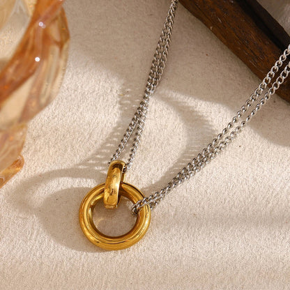 MamacitaSlay Minimalist Stainless Steel Necklace – Double Color Waterproof Charm Jewelry for Women Party Gift