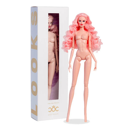 32cm BJD European Fashion Doll — 1/6 Pink Body & Hair with Cute Gown, Daily Outfit DIY Toy for Girls Birthday Gift