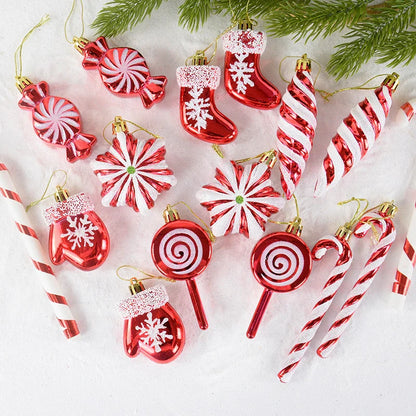 6PCS Christmas Candy Cane & Lollipop Hanging Ornaments – Festive Tree Pendants for Home Holiday Decor