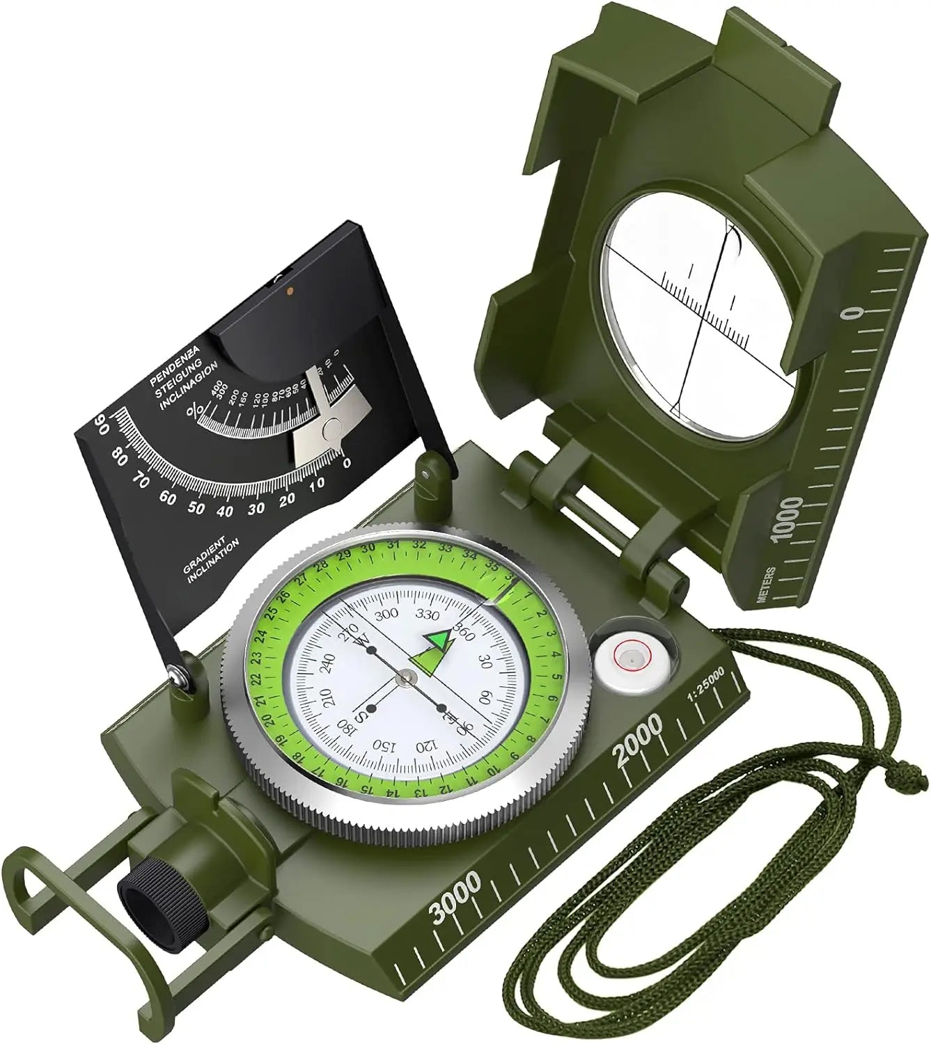 Multifunctional High-Precision Military Compass — Waterproof Metal Outdoor Survival Camping Compass with Fluorescent & Geological Features
