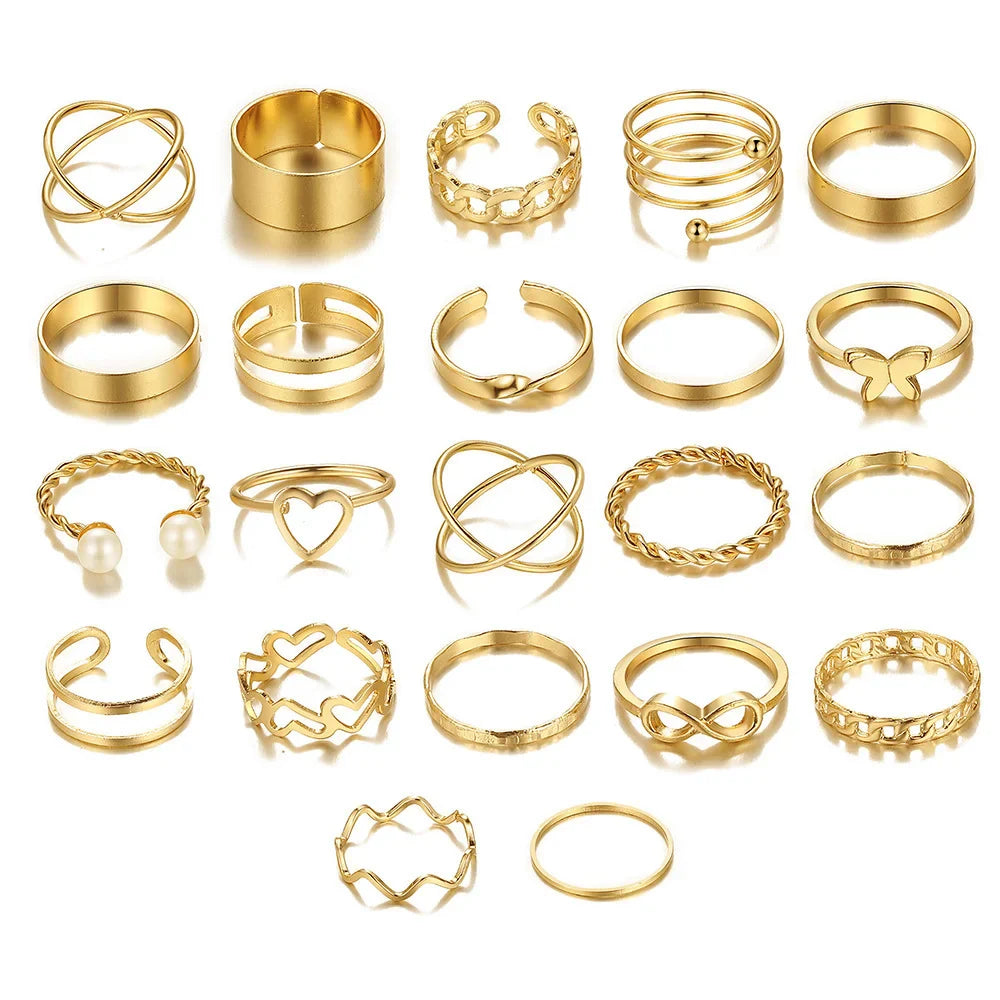 54-Pcs Women’s Vintage Pearl Jewelry Set – Earrings, Rings, Necklace, Bracelet & Heart Pendant, Boho Daily Wear Gift 2024