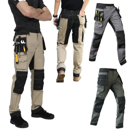 Men’s Multi-Pocket Cargo Work Pants with Knee Pads – Durable Wear-Resistant Tactical Trousers for Outdoor Workwear and Construction Use