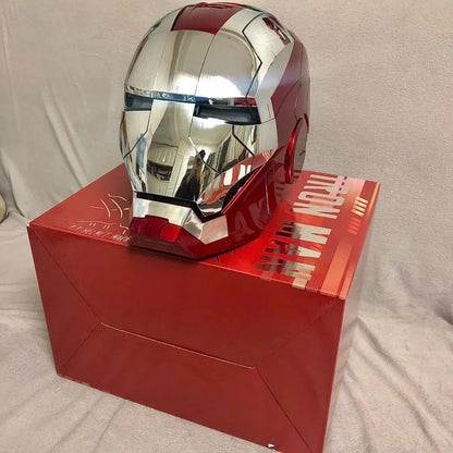 1:1 Iron Man Helmet Mk5 to Mk50 – Avengers War Machine Cosplay with Electric Open/Close, English Voice & Remote Control, Christmas Gift Toy