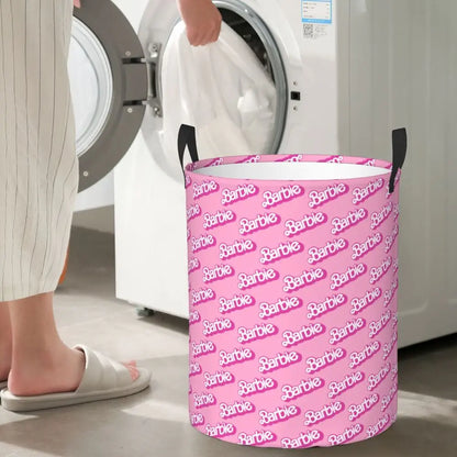 Custom Barbie Logo Laundry Basket – Collapsible Large Capacity Clothes Storage Bin, Disney Baby Hamper