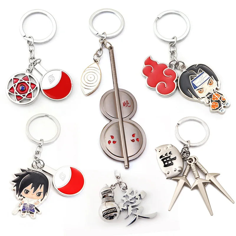 Anime Akatsuki Naruto Character Keychain – Gaara, Sasuke Sharingan, Jiraiya & Uzumaki Metal Cosplay Pendant Gift for Fans