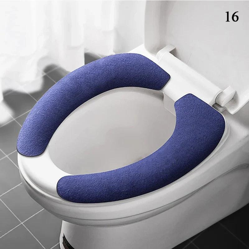 2-Pack Reusable Flannel Toilet Seat Cover Pads – Washable Warm Bathroom Seat Cushion Set