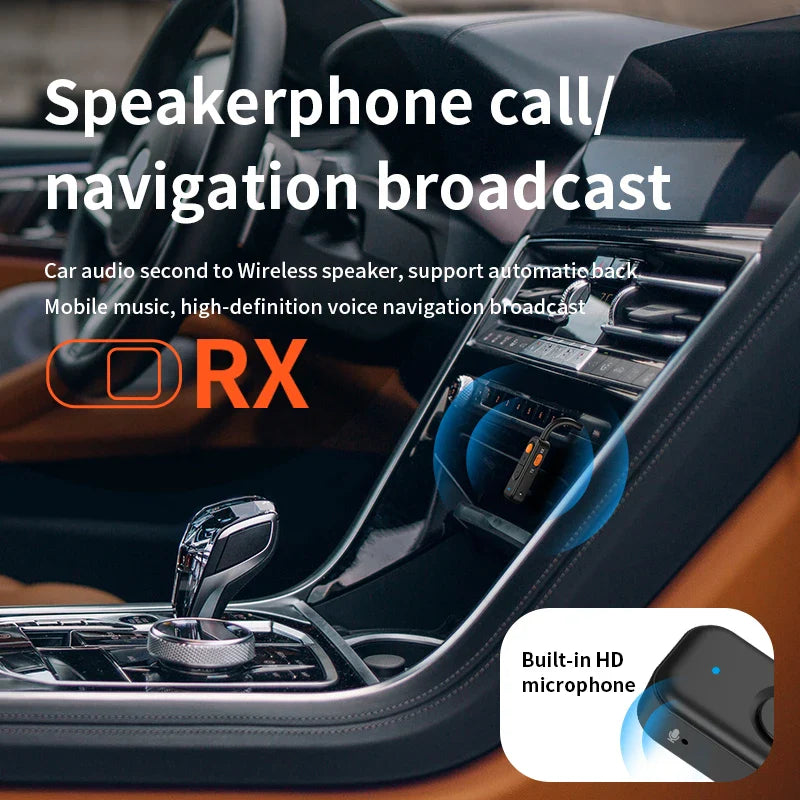 Bluetooth 5.4 Audio Transmitter Receiver – 3.5mm AUX HiFi Stereo Wireless Adapter with Mic for Car, Airplane, TV, PC & Headphones