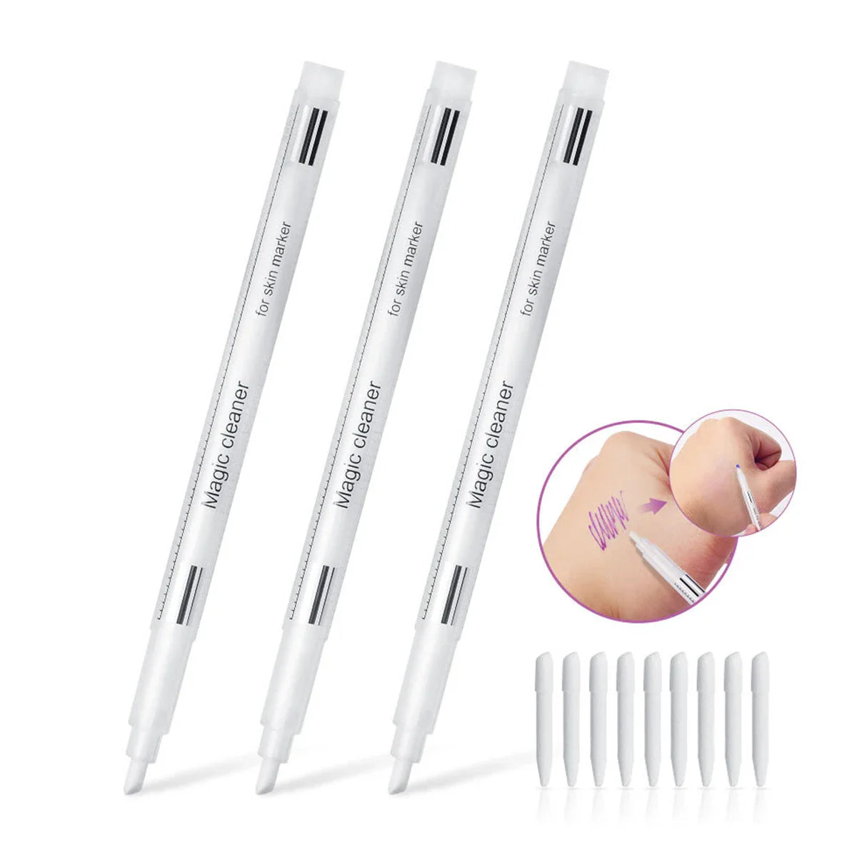 Disposable Skin Marker Pen with Ruler — Sterilized Eyelash Extension & Tattoo Piercing Scribe Tool