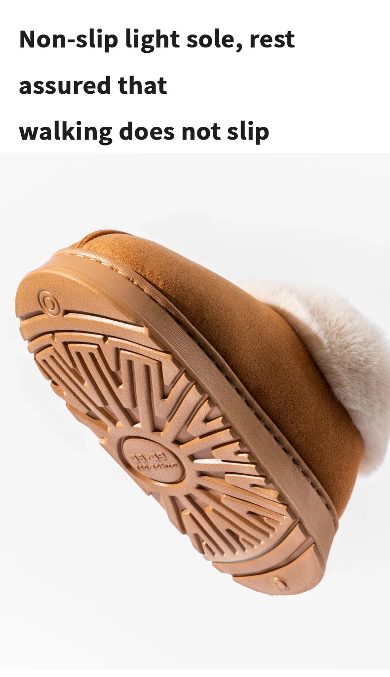 2024 Women's Fashion Snow Boots – Fluffy Plush Faux Fur Winter Slippers, Cozy Indoor Shoes for Men & Women