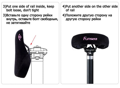 Funsea Wheelie Bike Seat – Pink Flannelette Stunt Saddle for Girls with 8mm Rail & Embroidered Logo