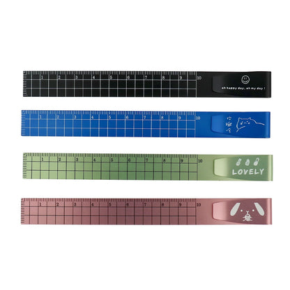 2PCS Metal Bookmark Ruler - 10cm Aluminum Double-Sided Metric Measuring Scale Tool