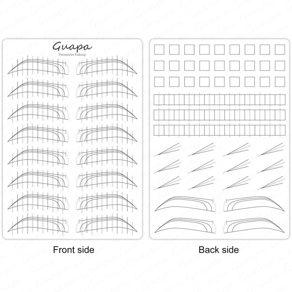 Silicone Practice Skin for Permanent Makeup — Double-Sided Latex Sheet with Brows Design for Hair Stroke Training