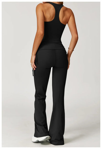 Women’s 2-Piece Tracksuit Yoga Set – High Waist Leggings & Sports Bra for Gym, Fitness & Athletic Wear