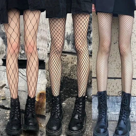 Lolita Cosplay Long Fishnet Body Stockings - Sexy Women's Mesh Nylon Tights, Thigh High Waist Hosiery for a Flawless Look