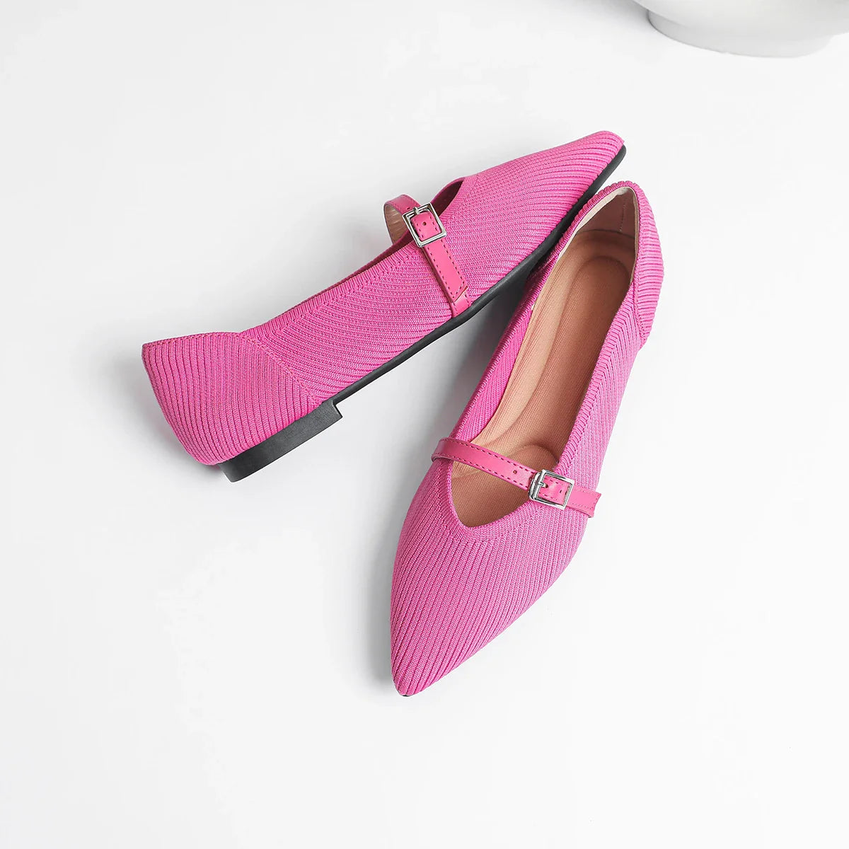 2024 Women's Flat Shoes – Pointed Toe Soft Knitted Sole, Breathable & Comfortable Spring and Autumn New Model