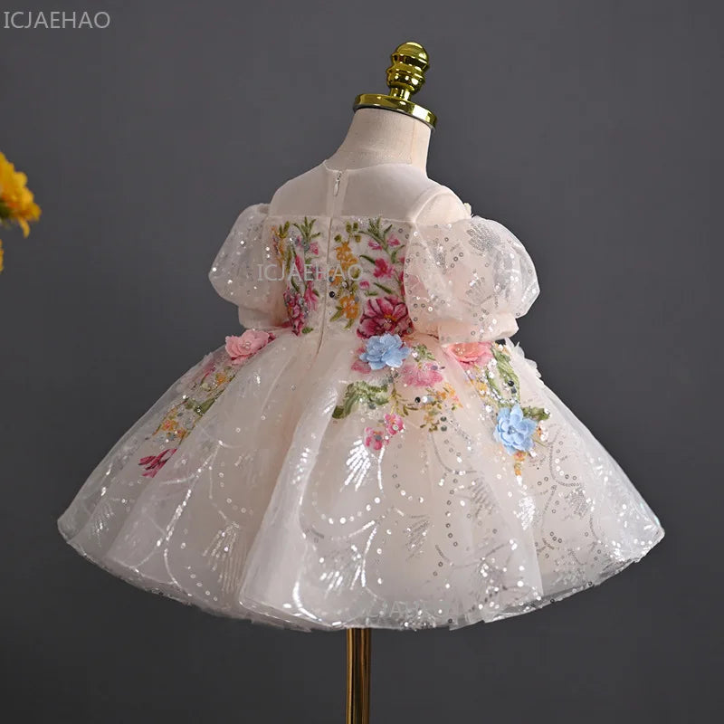2026 Girls Floral Evening Party Dress - Elegant Princess Gown for Birthdays, Pageants & Special Occasions