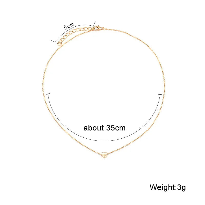 New Minimalist Clavicle Necklace for Women - Tiny Heart LOVE Necklace, Dainty Fashion Jewelry for Beach & Summer Collares Bijoux
