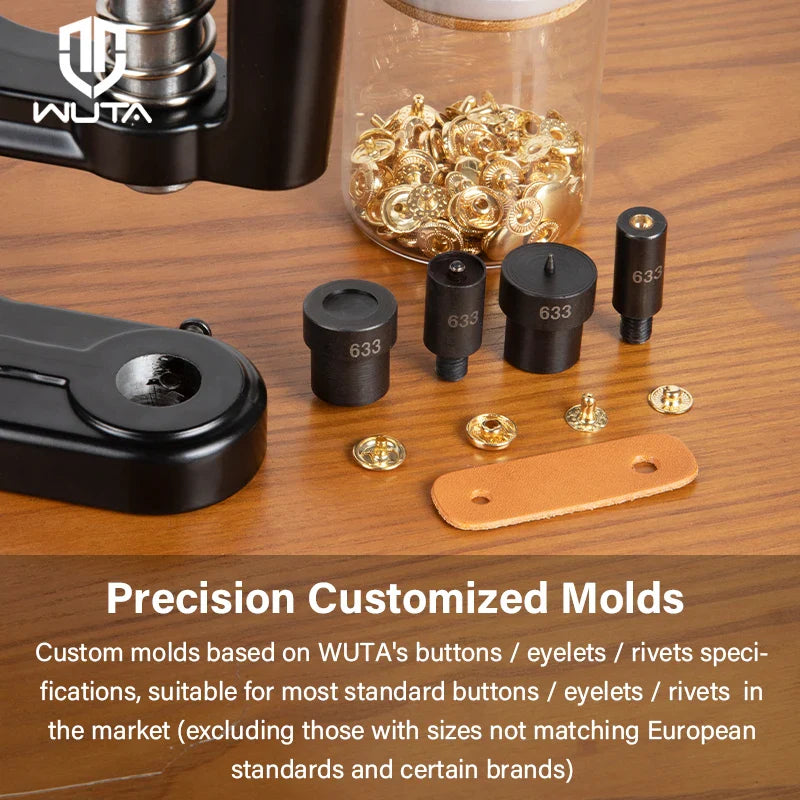 WUTA Manual Button Installation Tool – Mute Punching for Mushroom Rivets & Eyelets, DIY Hand Pressing Tool (With/Without Machine)