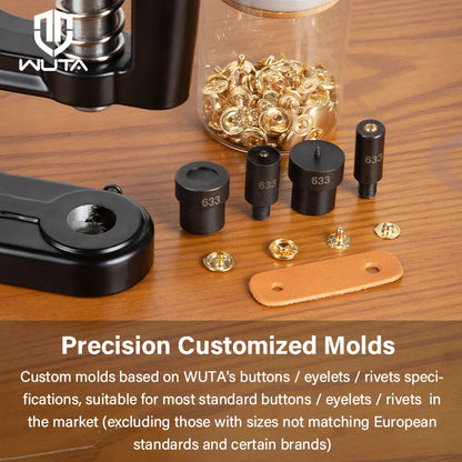 WUTA Manual Button Installation Tool – Mute Punching for Mushroom Rivets & Eyelets, DIY Hand Pressing Tool (With/Without Machine)
