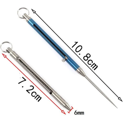 Black Titanium Alloy EDC Telescopic Toothpick Keychain – Camping Fruit Fork & Unpacking Tool Pendant Gift