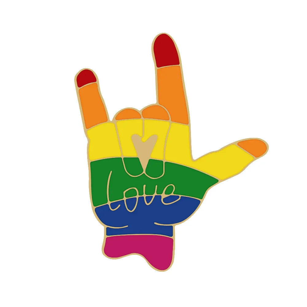 LGBT Rainbow Enamel Pins — Custom Heart & Flag Brooches for Bag, Shirt, Lapel, YES Gesture, Jewelry Gifts