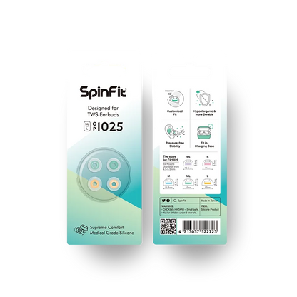 SpinFit CP1025 TWS Silicone Ear Tips – Patented Fit for True Wireless Earbuds, Compatible with MTW3, Jabra Elite 7 & Galaxy Buds 2