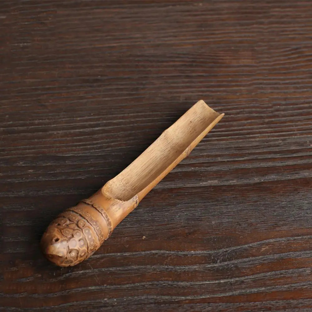 Japanese-Style Natural Bamboo Rattan Tea Scoop – Tea Shovel, Leaves Chooser, Honey & Coffee Spoon, High-Quality Holder
