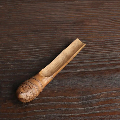 Japanese-Style Natural Bamboo Rattan Tea Scoop – Tea Shovel, Leaves Chooser, Honey & Coffee Spoon, High-Quality Holder