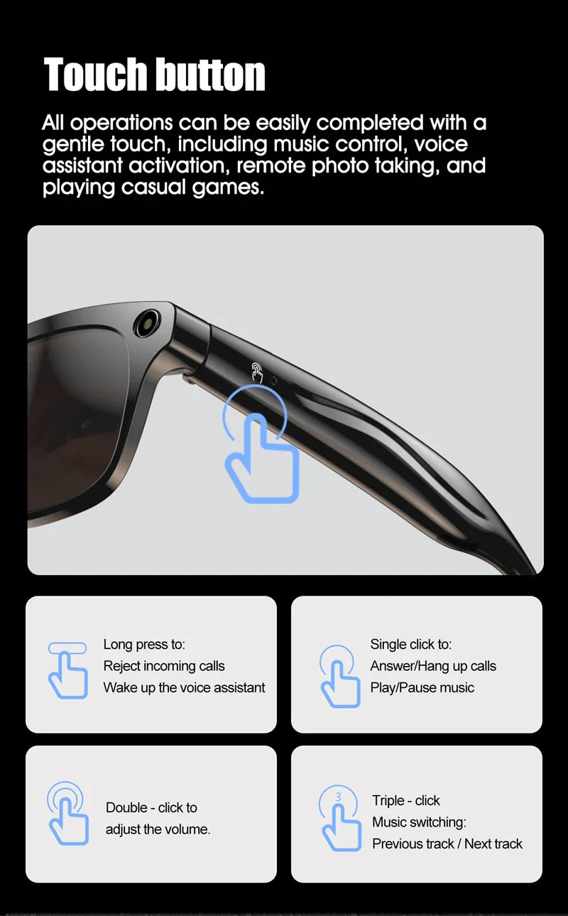 OPPO 4K HD AI Smart Glasses – 100MP Camera, ChatGPT, Bluetooth Calls, Voice Assistant & 260mAh Battery Smart Glasses 2025