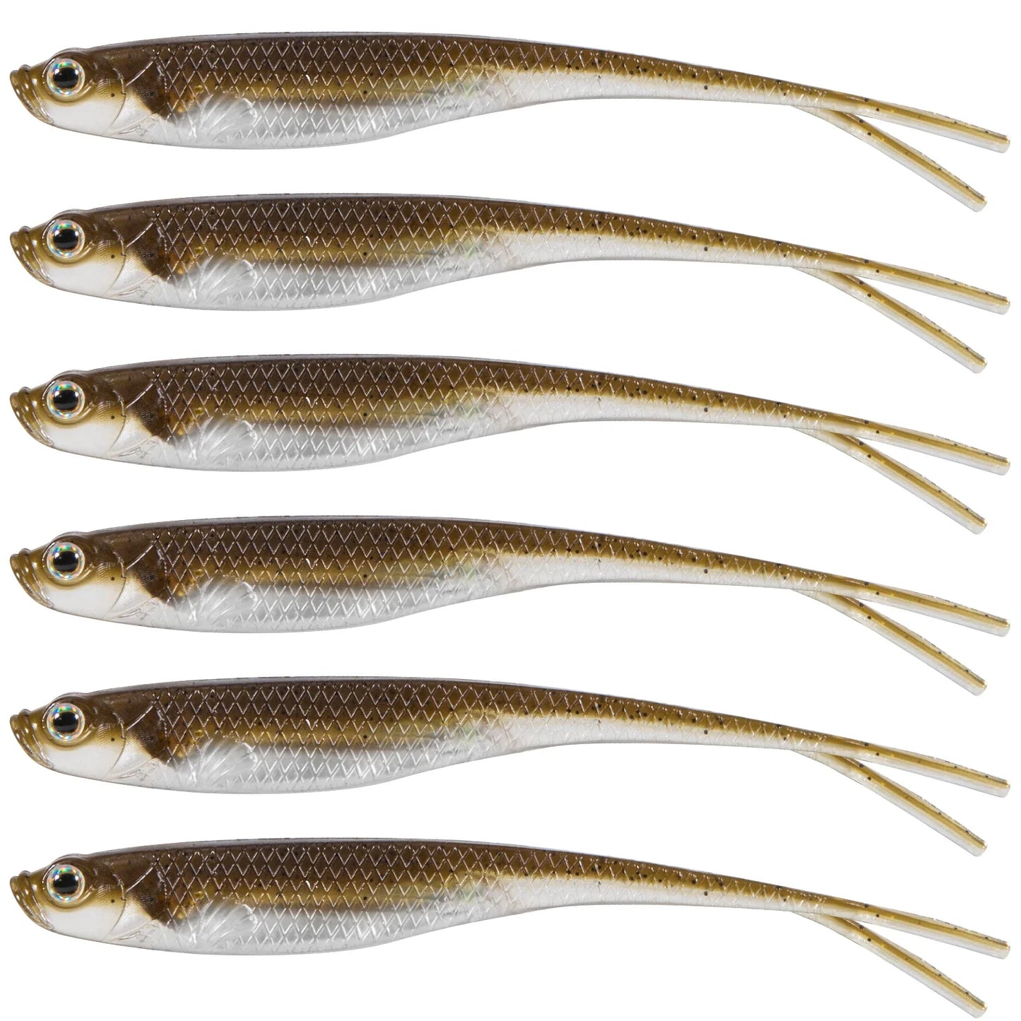 Dr.Fish 5/6pcs Soft Fishing Lures — Saltwater Silicone Fork Tail Drop Shot Baits for Bass, Trout, Pike, Walleye, Weedless