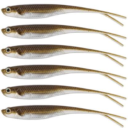 Dr.Fish 5/6pcs Soft Fishing Lures — Saltwater Silicone Fork Tail Drop Shot Baits for Bass, Trout, Pike, Walleye, Weedless