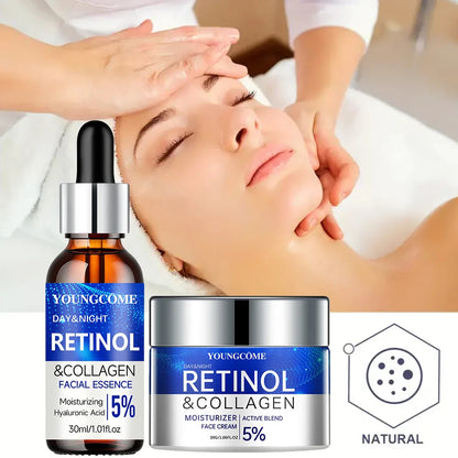 Retinol Cream & Serum Combo Set – Moisturizing, Skin Repair & Wrinkle Smoothing for Youthful, Elastic Skin