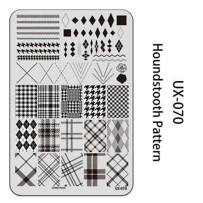 UX Serial 2 Stainless Steel Stamping Plate Template – Vintage Abstract Fabric Texture Pattern for Nail Art, Floral Lace, Xmas & Halloween Designs (UX52)