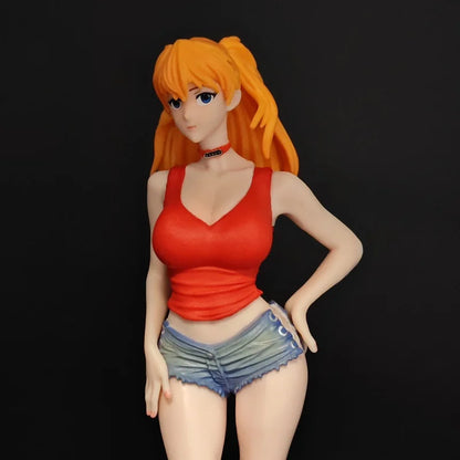 Asuka Langley Summer Anime Figure - 22cm Collectible GK Statue for Desktop Decor & Adult Collectors