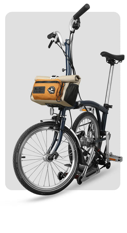 Rhinowalk 4L Bike Handlebar Bag — Quick Release Front Tube Basket with MOLLE for Brompton Folding Bikes