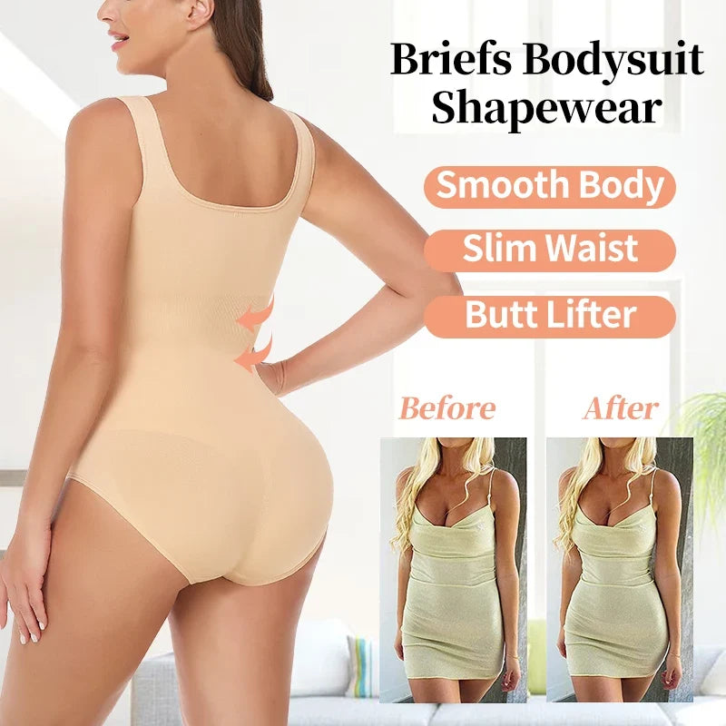 Women’s Tummy Control Shapewear Bodysuit - Butt Lifter Slimming Body Shaper for Invisible Under Dress Wear