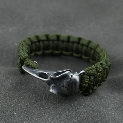 Odin Crow Skeleton Viking Bracelet - Norse Rune Bead Paracord Rope Valknut Eagle Pendant Amulet Jewelry Gift