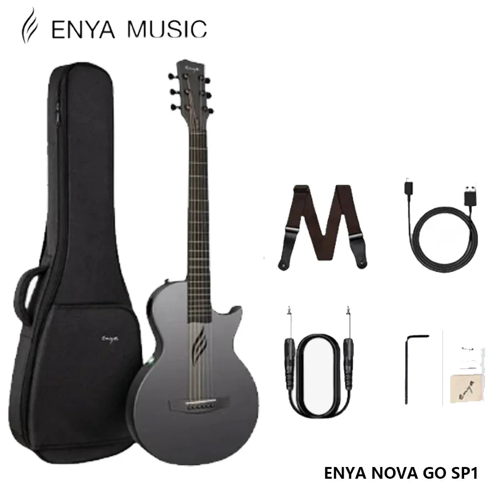 Enya NOVA GO SP1 Electric Guitar – 35 Inch Smart Carbon Fiber Acoustic with Pickup, Case, Strap, & Cable, Travel Guitarra Violão