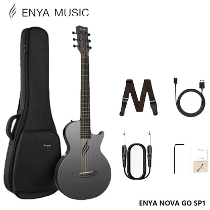 Enya NOVA GO SP1 Electric Guitar – 35 Inch Smart Carbon Fiber Acoustic with Pickup, Case, Strap, & Cable, Travel Guitarra Violão