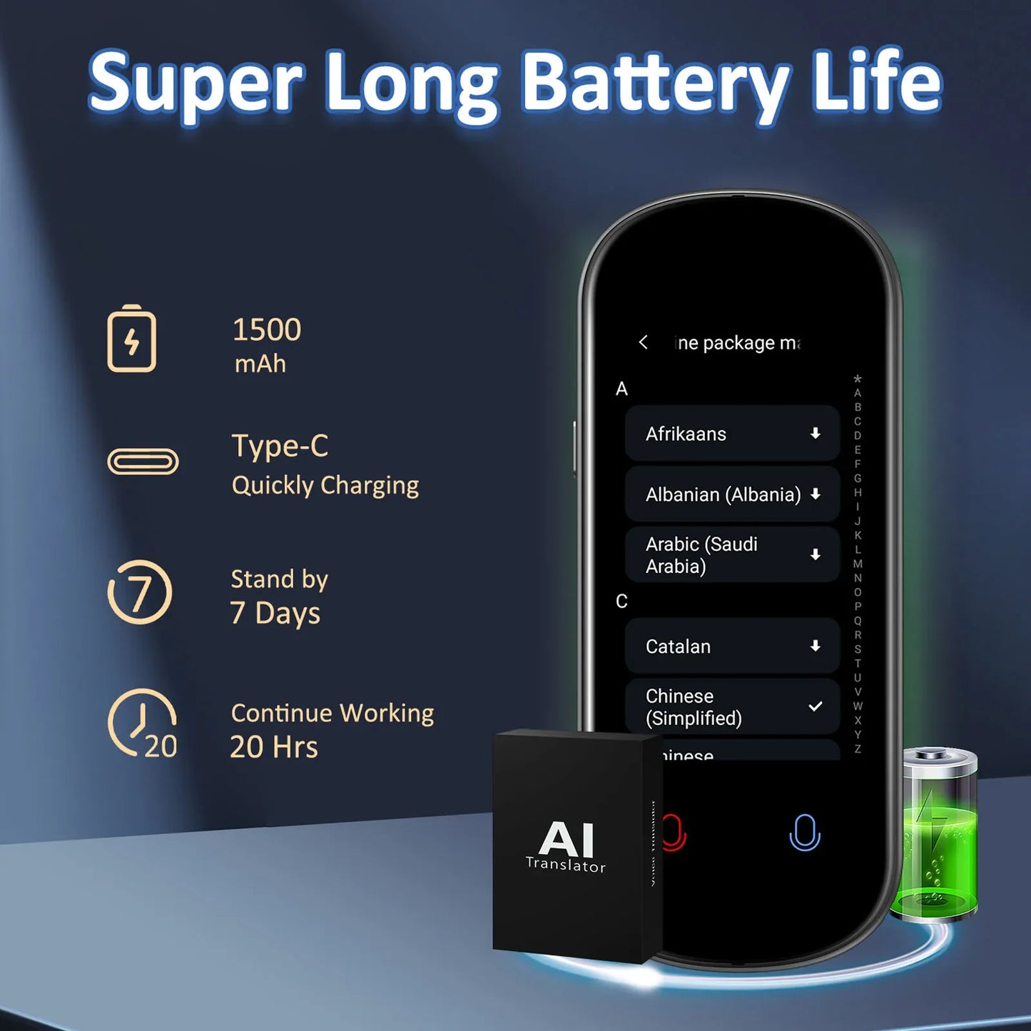 Z2 Instant AI Voice Translator – Portable Real-Time Language Translator Device with 3.1” Touch Screen, Photo Translation & Voice Recording for Travel, Business & Learning