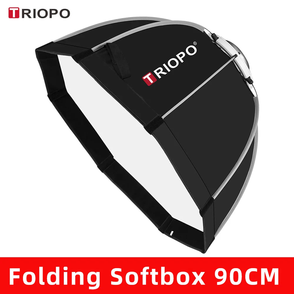TRIOPO Foldable Octagon Softbox – 55cm, 65cm, 90cm, 120cm Bowens Mount for Sokani X100, COLBOR CL60, Godox & Aputure LED Video Lights